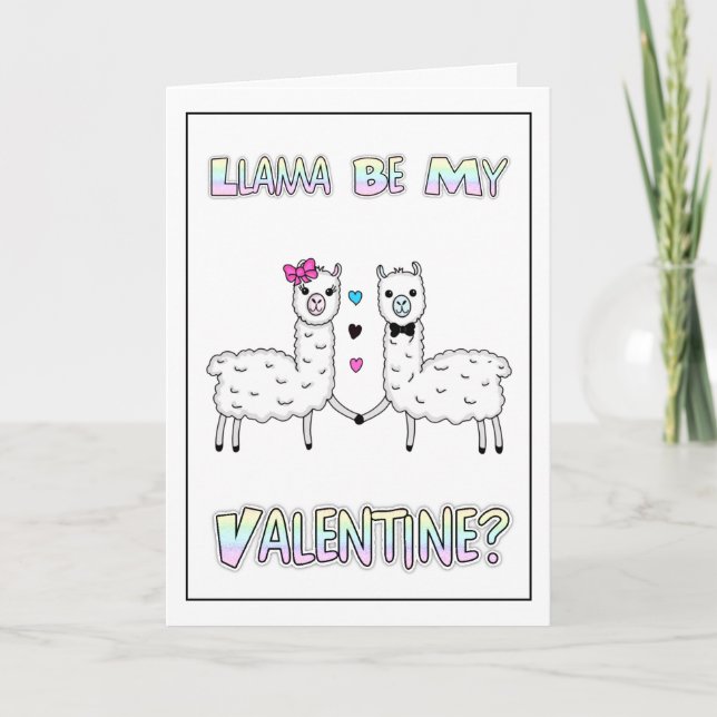 Carte Drôle de lama mignon pun de la Saint-Valentin  (Devant)