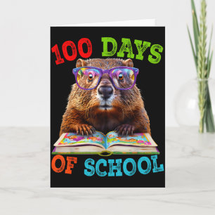 Carte Drôle de marmotte 100e jour d'école Enseignant Mar