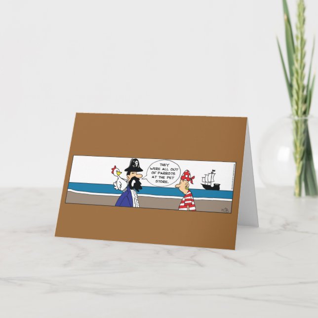 Carte drôle de pirate au poulet (Devant)