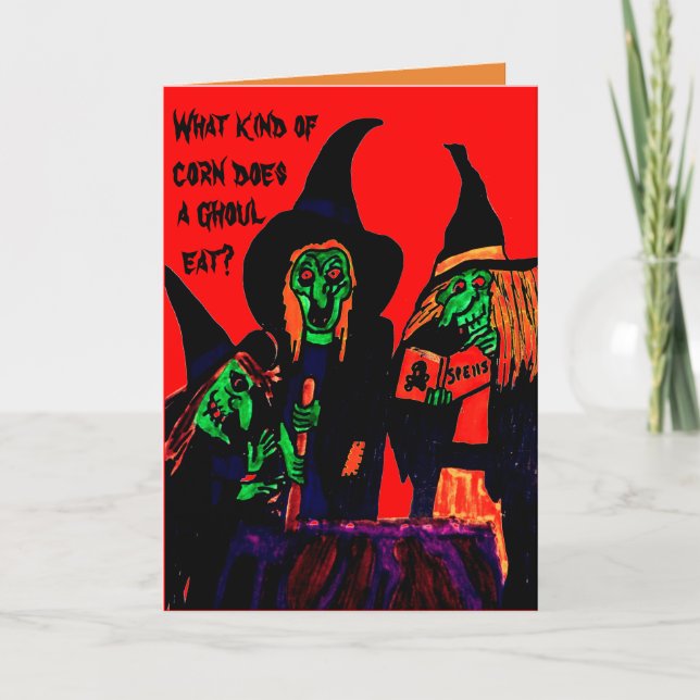 Carte DRÔLE de plaisanterie de GOULE de HALLOWEEN (Devant)