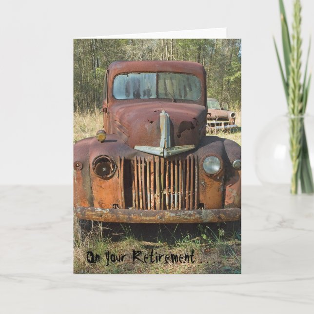 Carte drôle de retraite - vieux camion rouillé (Devant)