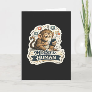 Carte Drôle de Singe Humain Moderne Smartphone Réseaux S