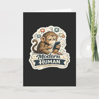 Carte Drôle de Singe Humain Moderne Smartphone Réseaux S
