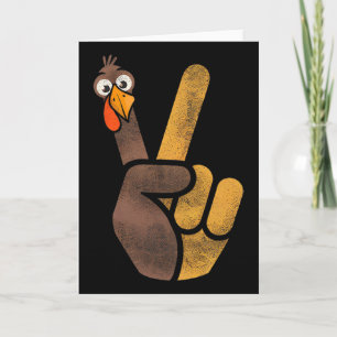 Carte Drôle de Thanksgiving Mignon Dindon Signe de Paix 
