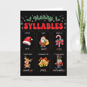 Carte Drôle de thé de lecture de syllabes de Noël de vac