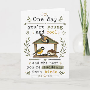 Carte Drôle de vieillir oiseau maman papa mari femme