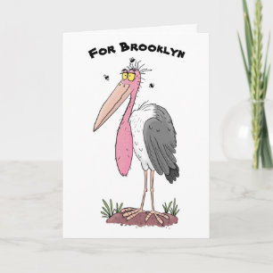 Carte Drôle dessin animé de cigogne en marabou