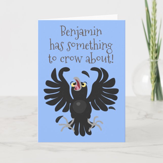 Carte Drôle dessin animé de corbeau de corbeau (Devant)