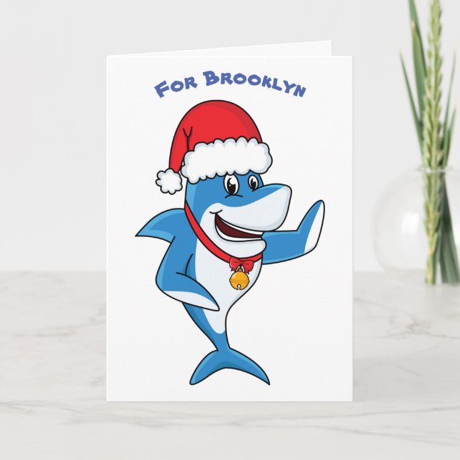 Carte Drôle dessin animé de requin de Noël (Devant)