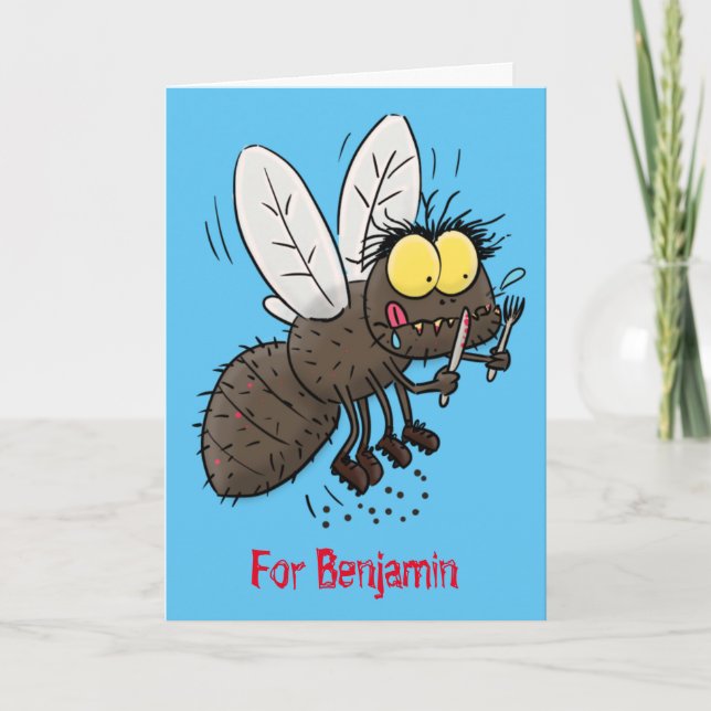 Carte Drôle dessin animé d'insecte de la mouche à cheval (Devant)