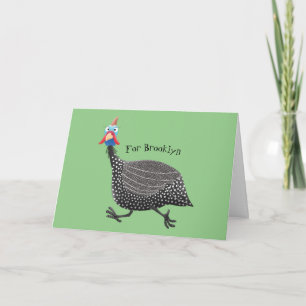Carte Drôle dessin animé d'oiseau de Guineafowl