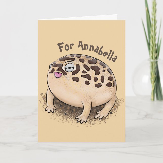 Carte Drôle dessin de grenouille à pluie dans le désert (Devant)