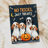 Carte drôle d'Halloween avec des chiens fantômes m