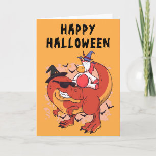 Carte Drôle dinosaure Halloween licorne mignonne