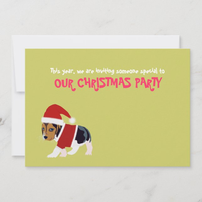 Carte drôle d'invitation de fête de Noël (chien) (Devant)