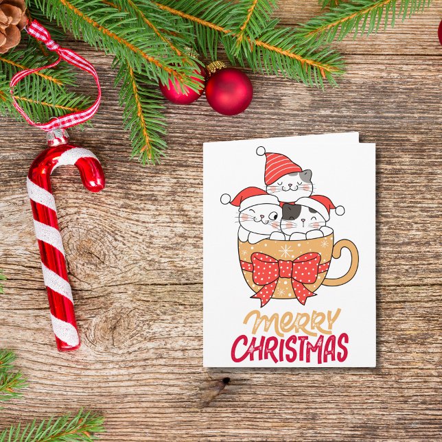 Carte Drôle Dit Joyeux Chat de Noël Mug Personnalisé (Funny Sayings Merry Christmas Cat Mug Custom Card)