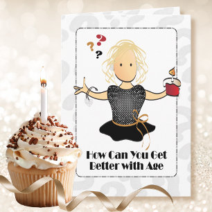 Carte Drôle Doux 70e Anniversaire Femme Cartoon Moderne