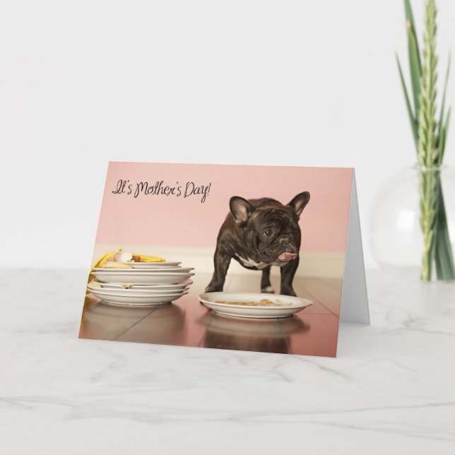 Carte drôle du jour de mère de bouledogue français (Devant)