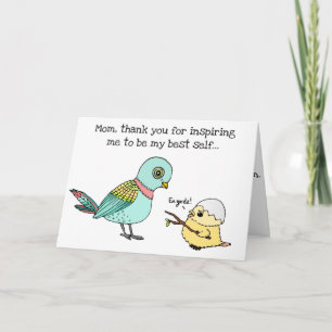 Carte drôle du jour de mère d'oiseau de maman et
