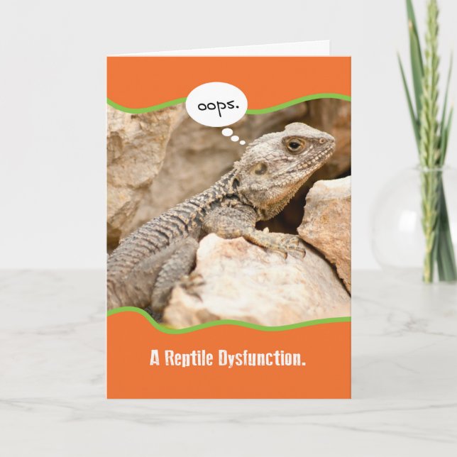 Carte Drôle dysfonctionnement du reptile tardif annivers (Devant)