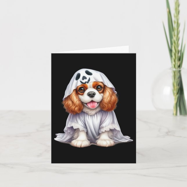 Carte Drôle Fantôme Cavalier Roi Charles Espagnol Chien  (Devant)