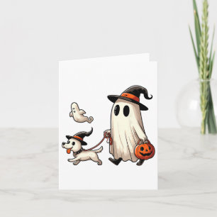 Carte Drôle Fantôme Marcher Chien Saison Éffrayante Hall