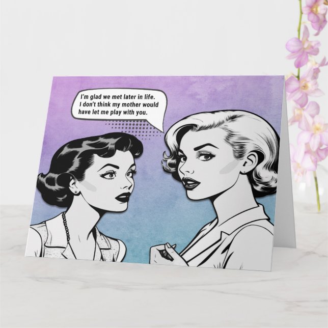 Carte Drôle femmes rétro (Orchidée)