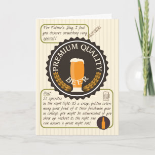 Carte Drôle Fête des pères Retro Bière Étiquette pour Br