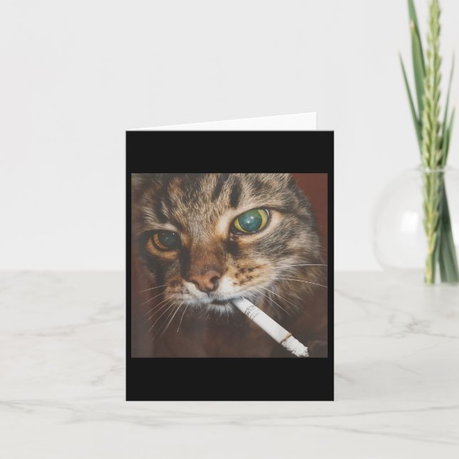 Carte Drôle Fumer Mème de chat (Devant)