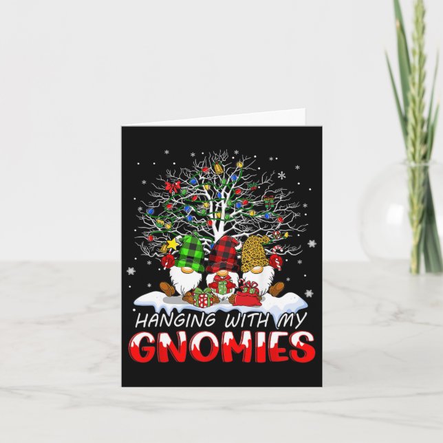 Carte Drôle Gnome de Noël pendre avec mes Gnomies Fami (Devant)