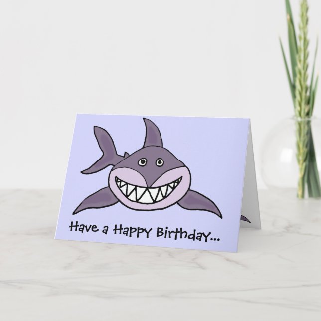 Carte Drôle Grinning Grey Shark Cartoon (Devant)