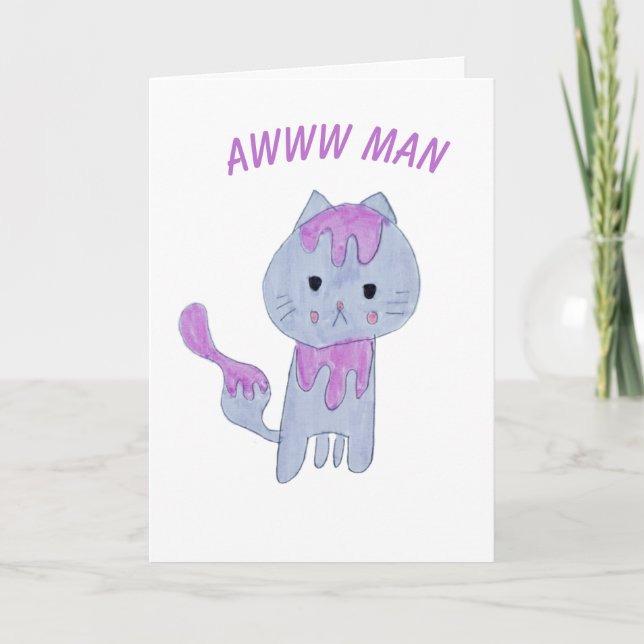 Carte Drôle Grump Cat Cartoon Anniversaire Merci (Devant)