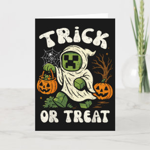 Carte Drôle Halloween Gamer Pixel Enfants Trick Ou Treat