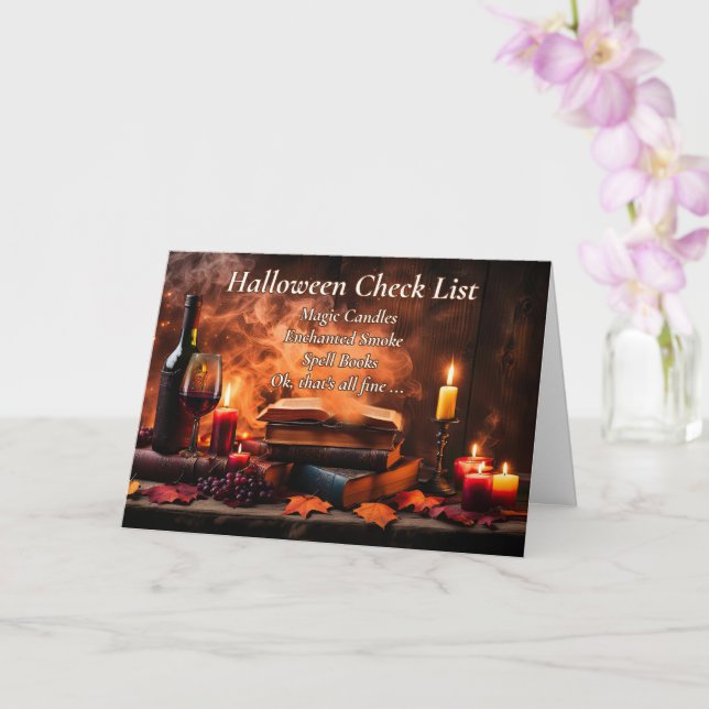 Carte Drôle Halloween Liste de vérification des vins ave (Orchidée)