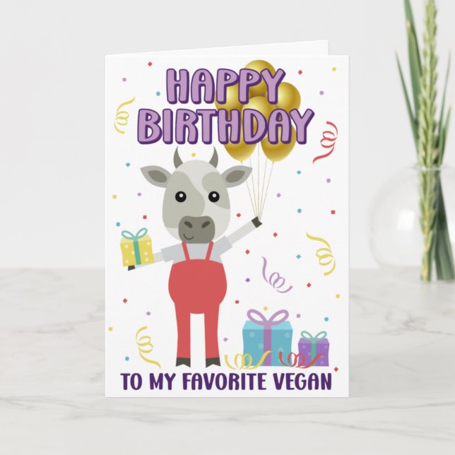 Carte Drôle Happy Vegan Birthday Card (Devant)