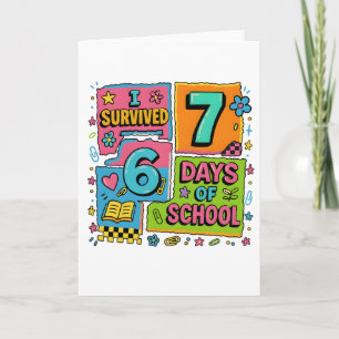 Carte Drôle J'ai Survécu 76 Jours École Coloré Enseignan