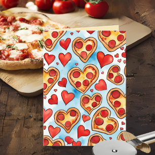 Carte Drôle Je t'aime avec chaque pizza de mon cœur