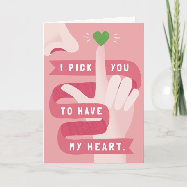 Carte Drôle Je Vous Choisis Pink Heart Greeting Card (Devant)