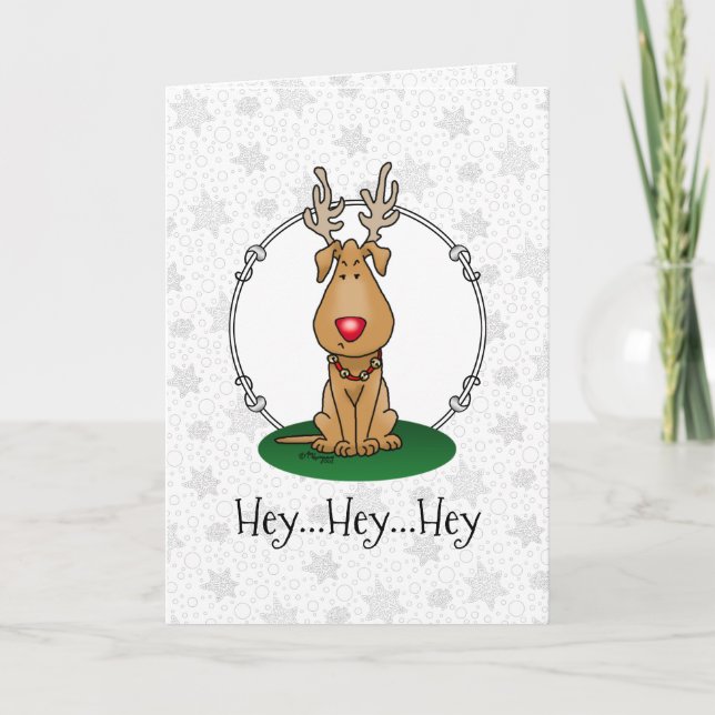 Carte Drôle Jingle Ce Chien Rinde Du Nez Rouge Mignonne (Devant)