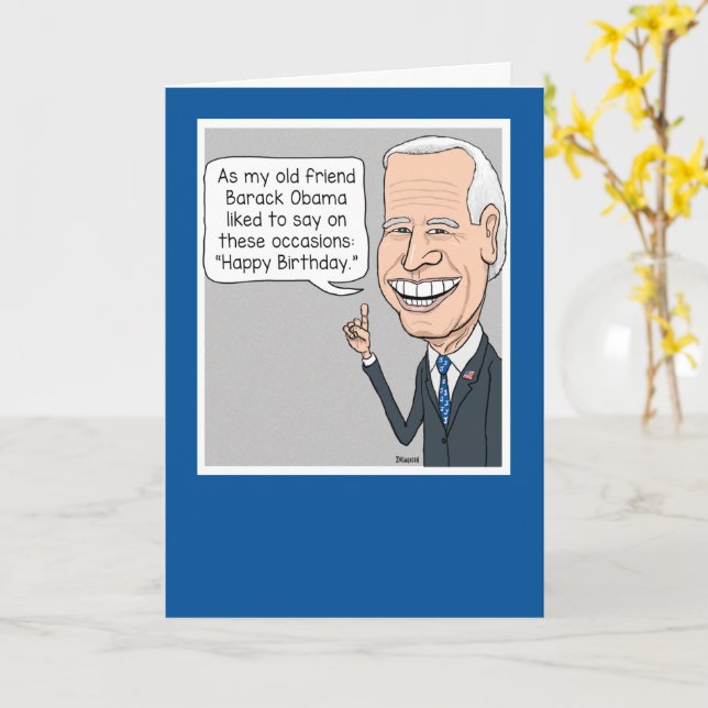 Carte Drôle Joe Biden et son ami Obama Anniversaire (Fleur jaune)