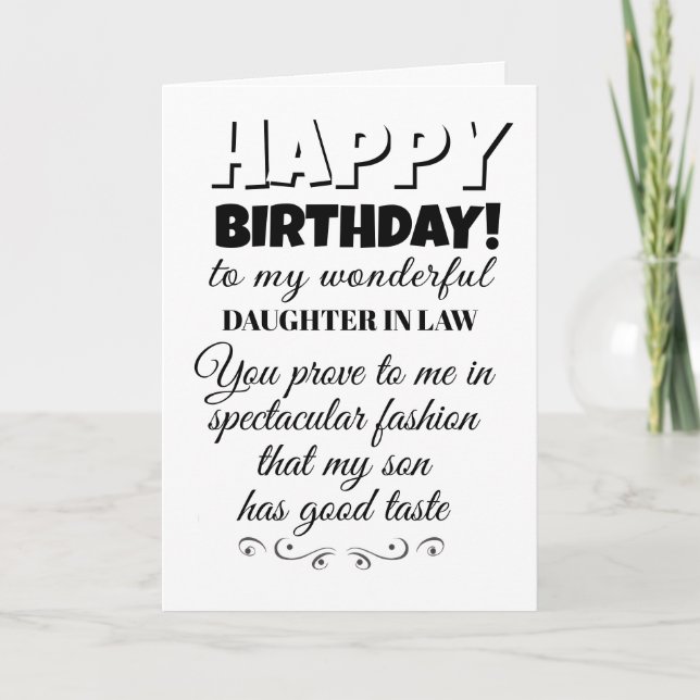 Carte drôle Joyeux anniversaire fille de voeux en droit (Devant)