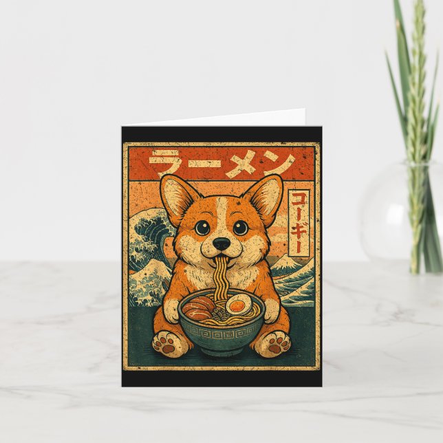 Carte Drôle Kawaii Ramen Corgi Nouilles Japonaises Corgi (Devant)