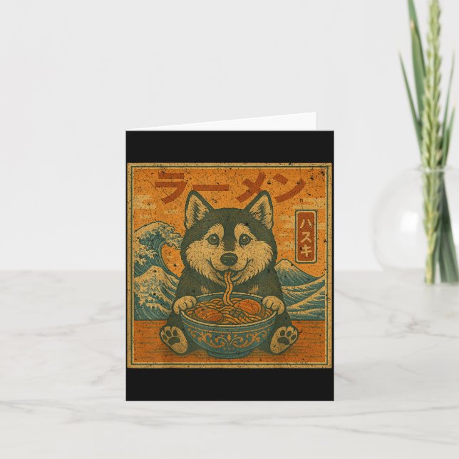Carte Drôle Kawaii Ramen Husky Nouilles Japonaises Husky (Devant)