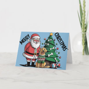 Carte Drôle Labrador Retriever Chien avec Santa Claus Ar