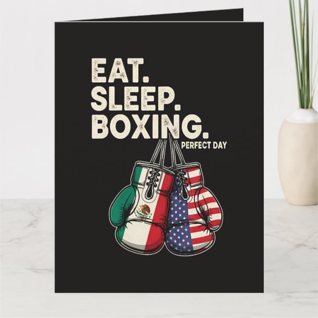 Carte Drôle Manger Dormir Répéter Boxe (Devant)