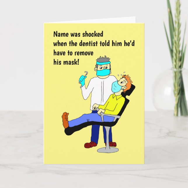Carte Drôle Masque Visage Dentiste Cartoon (Devant)