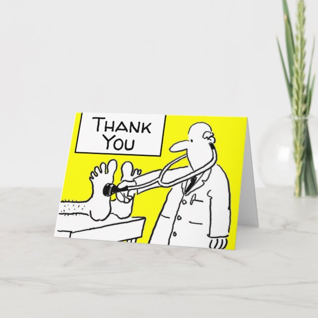 Carte Drôle Merci Docteur Lab Coat & Stethoscope (Devant)