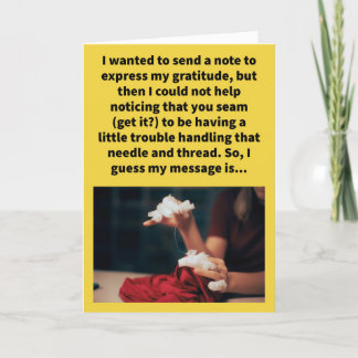 Carte Drôle Merci Pun Coudre beaucoup