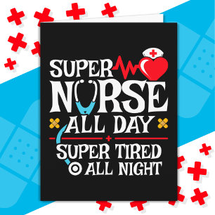 Carte Drôle mignon Super Fatigué Nurse Day Shift Nuit