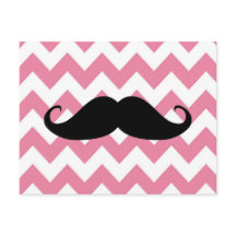 Drôle Moustache Noire Et Motif Chevron Rose